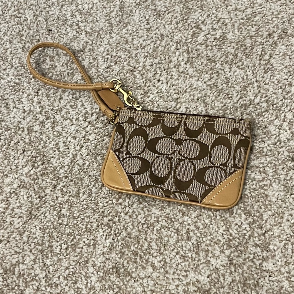 Small Beige Coach Wristlet